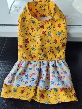Dog Dress Yellow Floral Ruffle